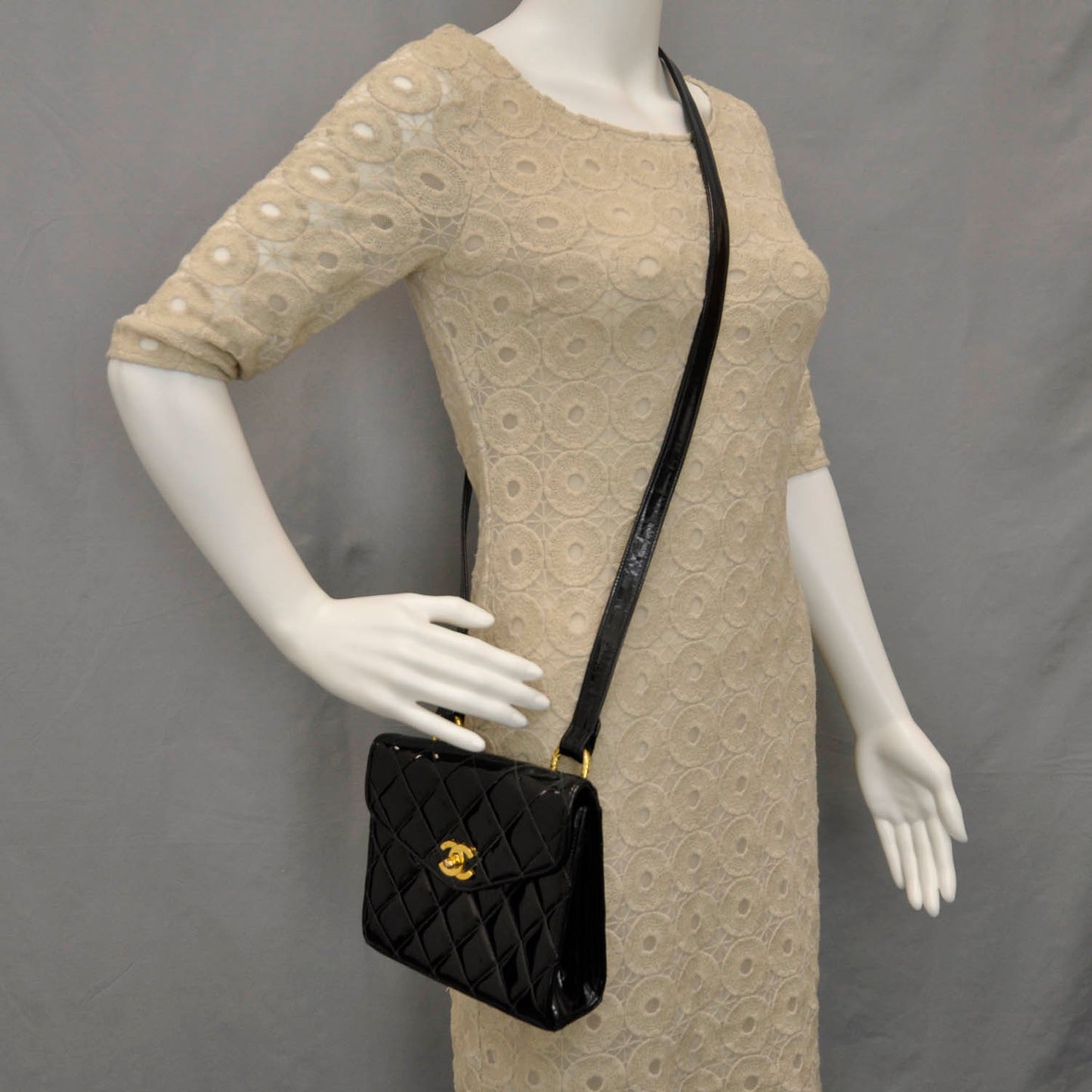 Patent Flap Bag Black