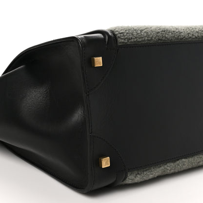 Celine Smooth Calfskin Shearling Bi-Color Mini Luggage Black Green 8 of 9