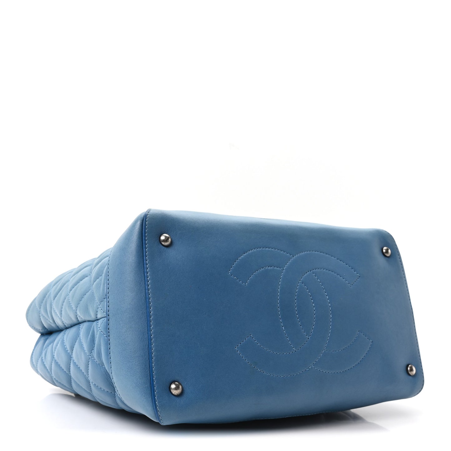 Calfskin Quilted Small Easy Shopping Tote Blue