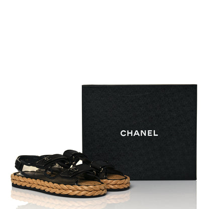 Chanel Mesh Patent Calfskin Velcro Dad Sandals 41 Black 9 of 9