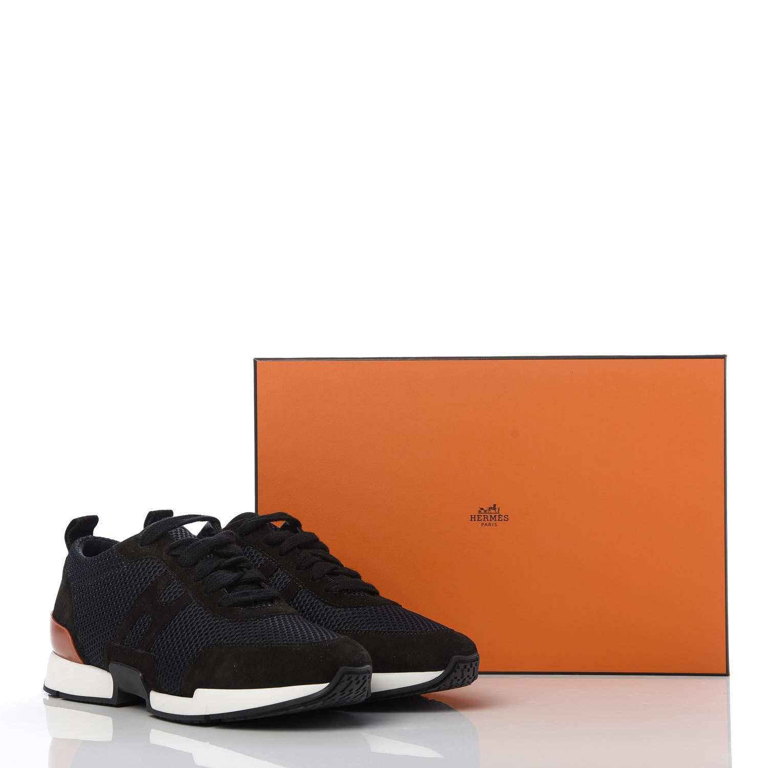 Hermes Suede Mesh Starter Sneakers 38 Black 9 of 9