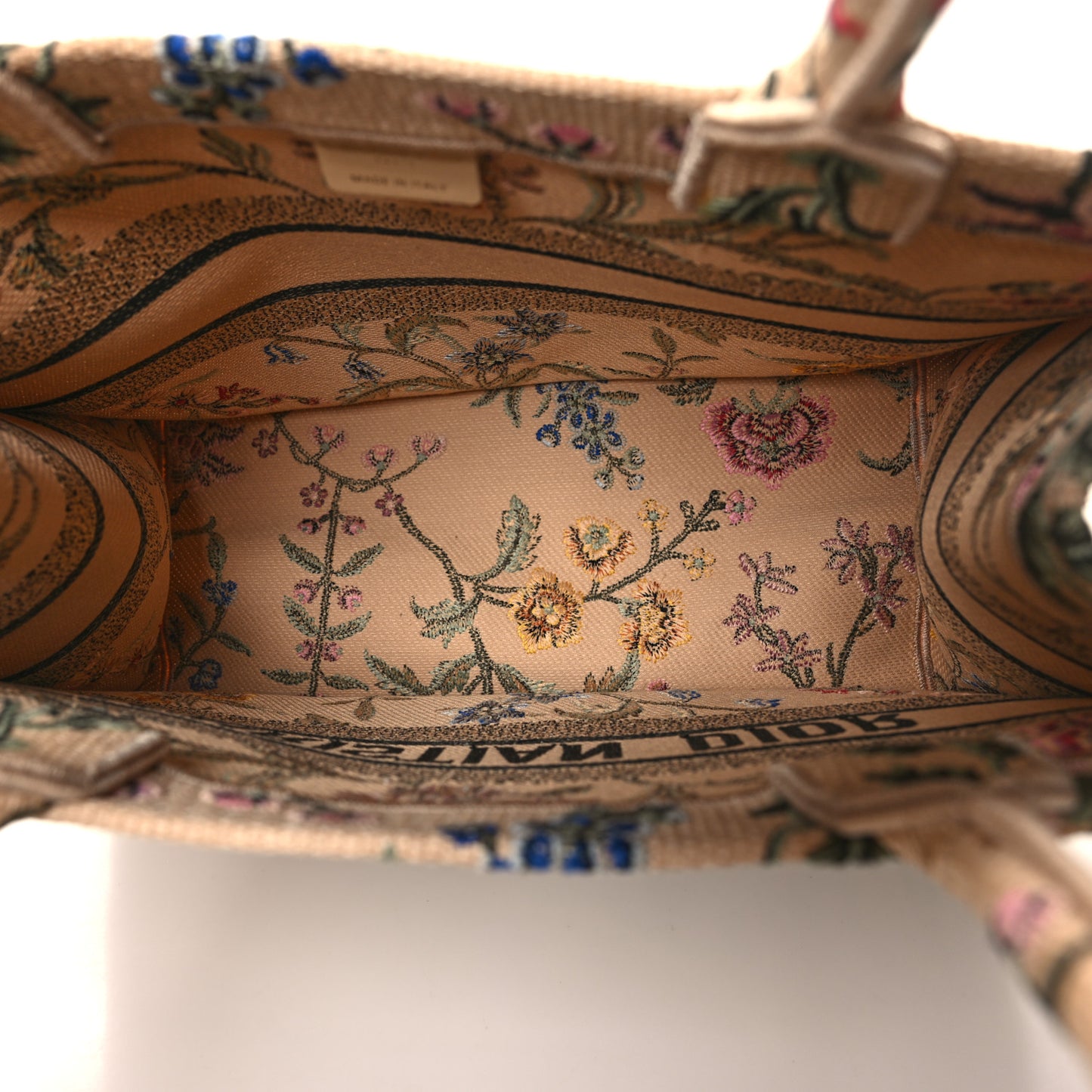 Raffia Embroidered Petites Fleurs Medium Book Tote Natural