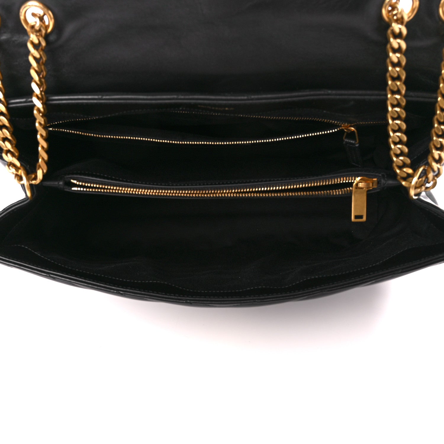Saint Laurent Calfskin Y Quilted Monogram Large Loulou Chain Satchel Black 5 of 12