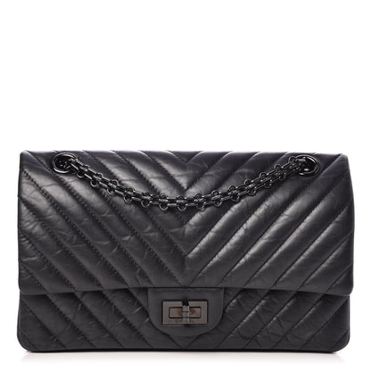 Chanel Aged Calfskin Chevron Quilted 2.55 Reissue 225 So Black 1 of 8