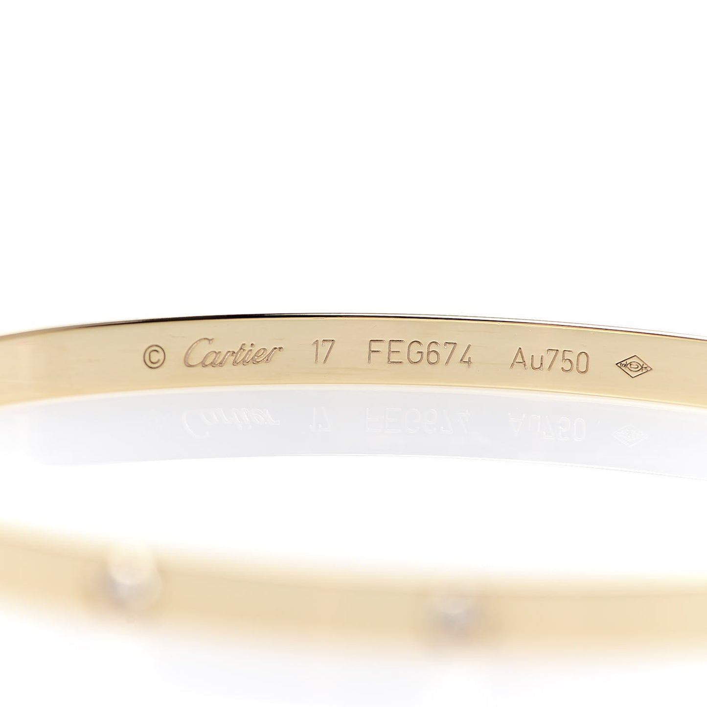 18K Yellow Gold 10 Diamond Small LOVE Bracelet 17
