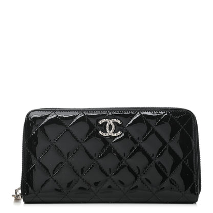 Chanel Patent Quilted Brilliant Zip Around Wallet Black 1 of 8