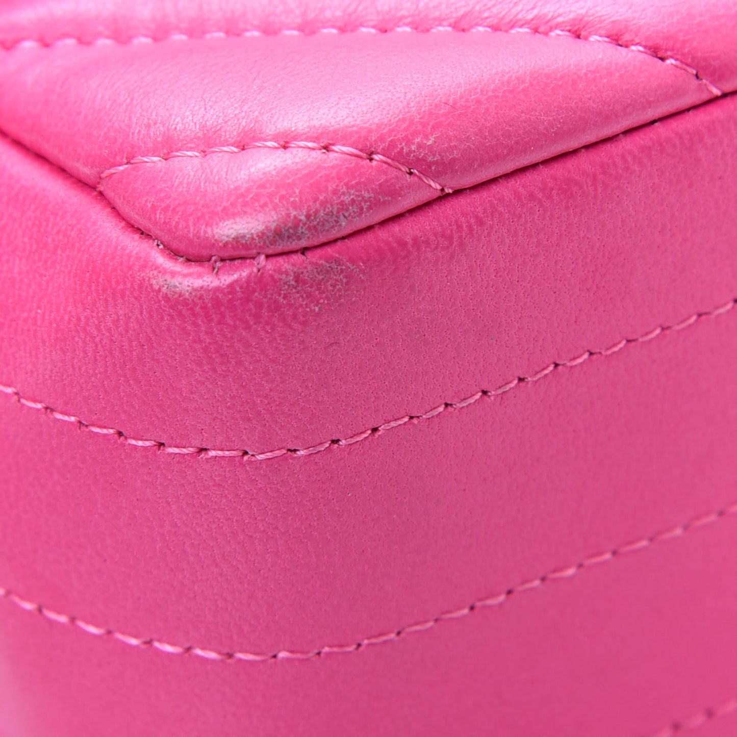 Lambskin Chevron Quilted Mini Rectangular Flap Fuchsia