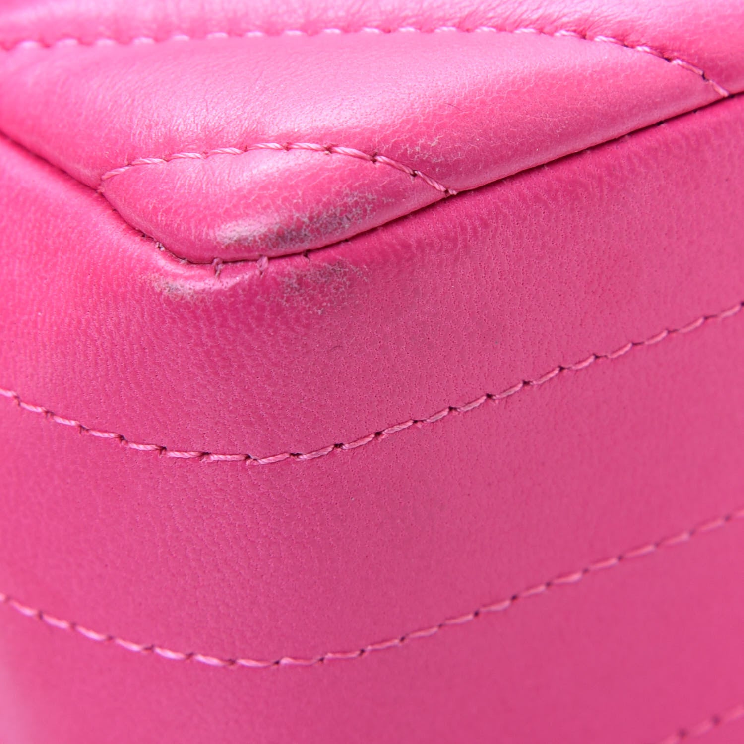 Chanel Lambskin Chevron Quilted Mini Rectangular Flap Fuchsia 15 of 18