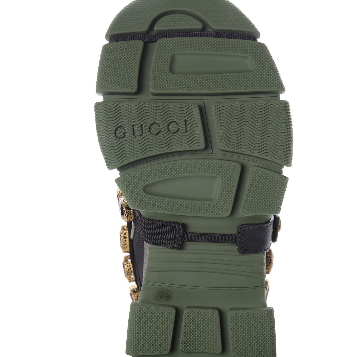 Gucci X SEGA Mesh Suede Calfskin Removable Crystals Flashtrek Sneakers 39.5 Loess Black Olive Green 9 of 10