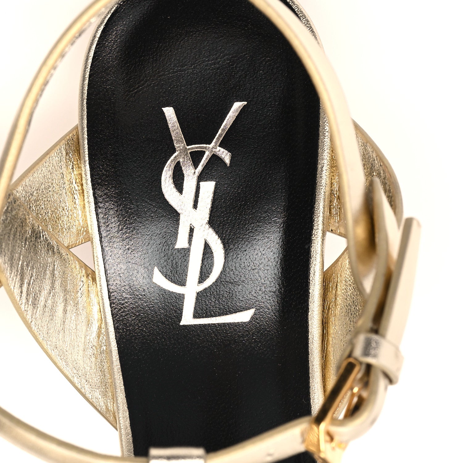 Saint Laurent Metallic Nappa Tribute 75 Platform Sandals 38 Platino 8 of 11