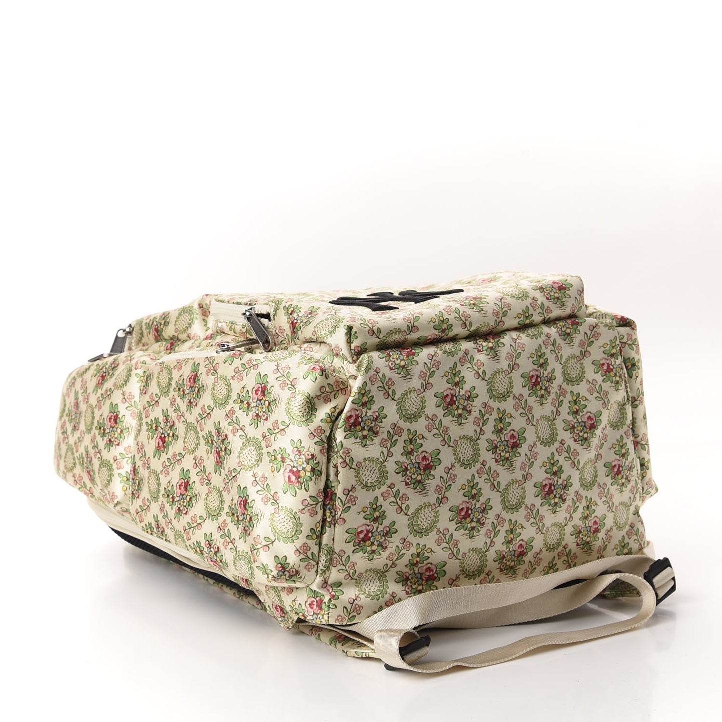 X MLB Satin Floral Print NY Yankees Patch Backpack Ivory Green