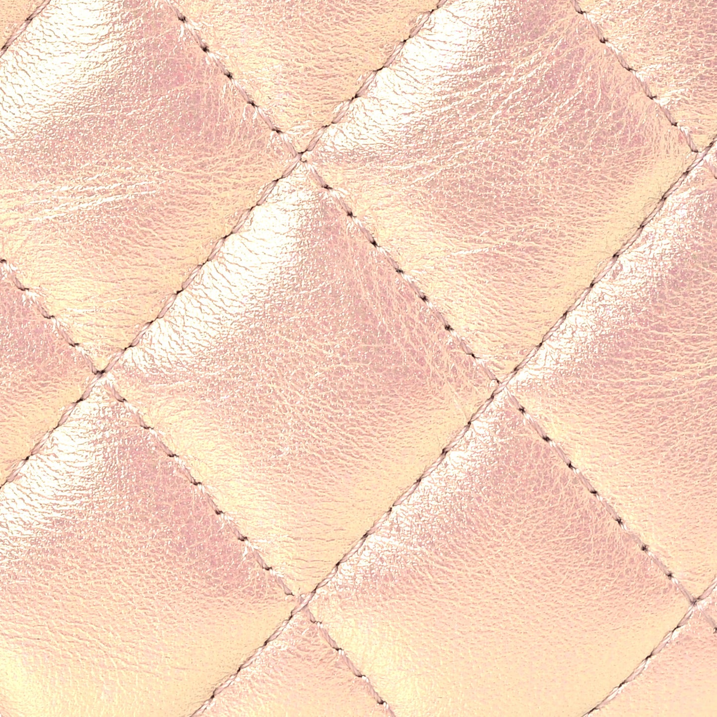 Iridescent Calfskin Quilted Small Cosmetic Case Pink