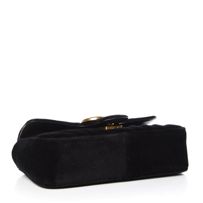 Gucci Velvet Matelasse Mini GG Marmont Shoulder Bag Black 4 of 9