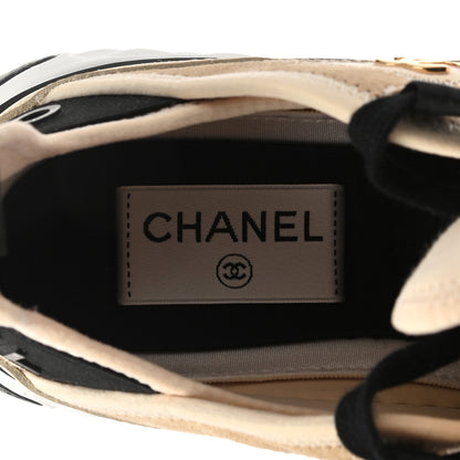 Chanel Velvet Calfskin Mixed Fibers CC Sneakers 36.5 Beige 6 of 8