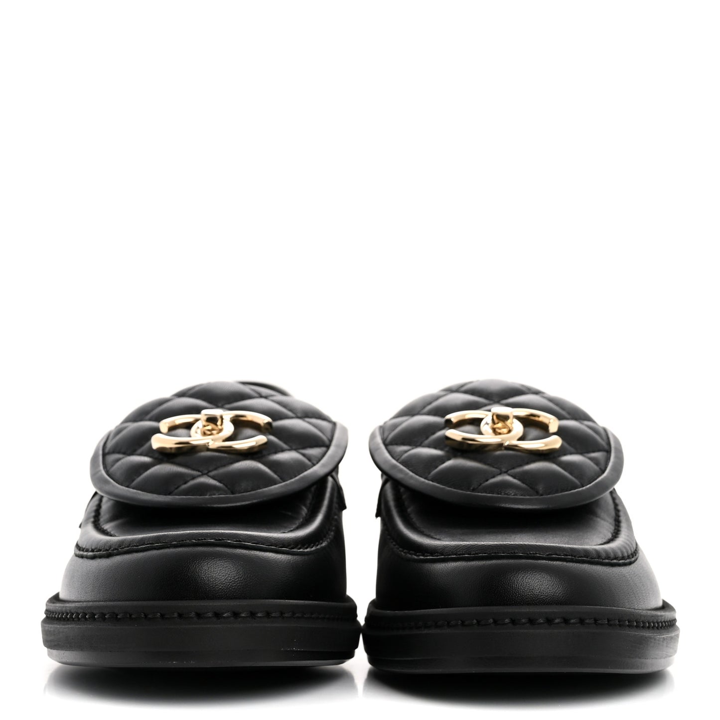 Lambskin Quilted CC Turnlock Loafers 38 Black