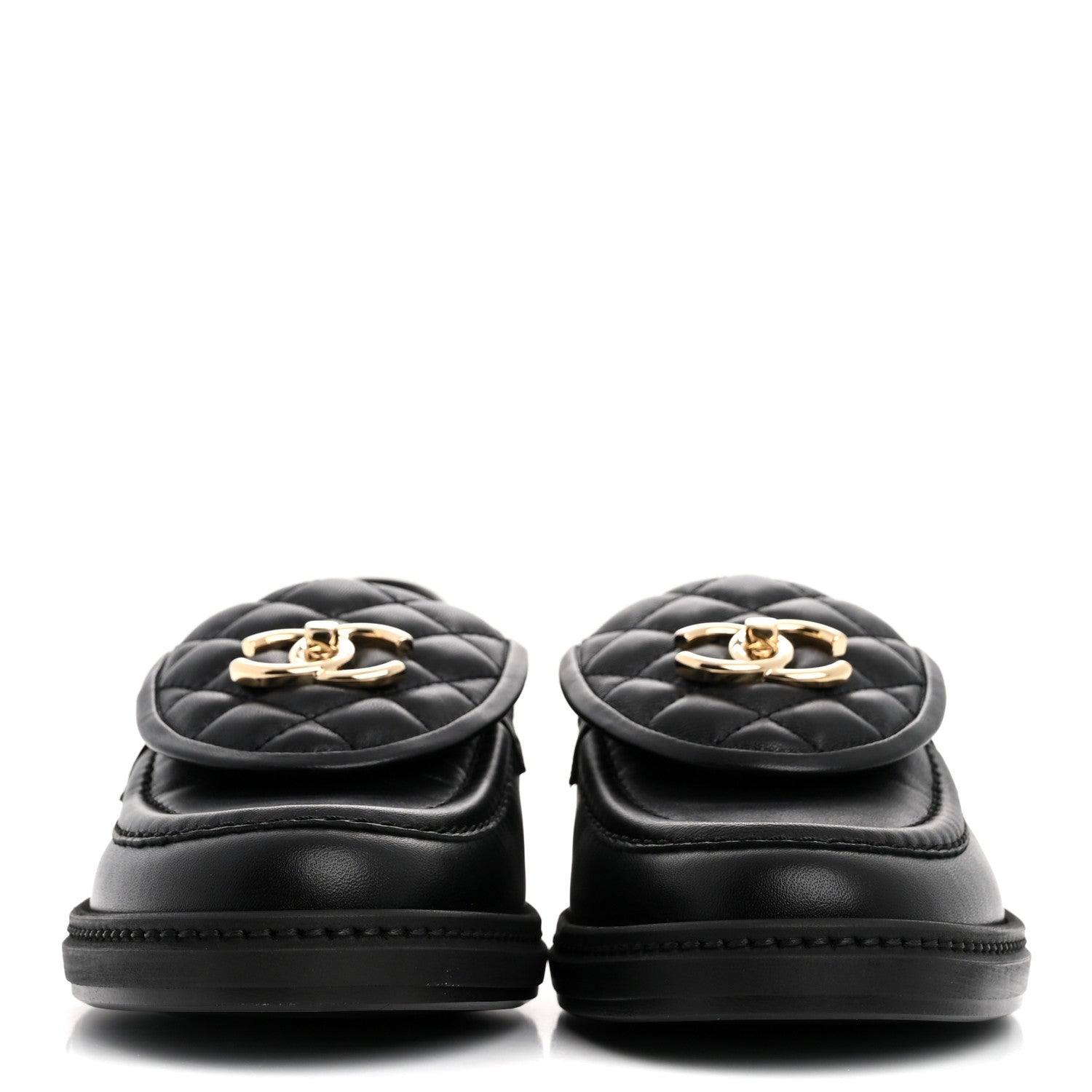 Chanel Lambskin Quilted CC Turnlock Loafers 38 Black 3 of 10