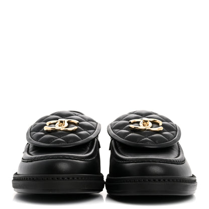 Chanel Lambskin Quilted CC Turnlock Loafers 38 Black 3 of 10