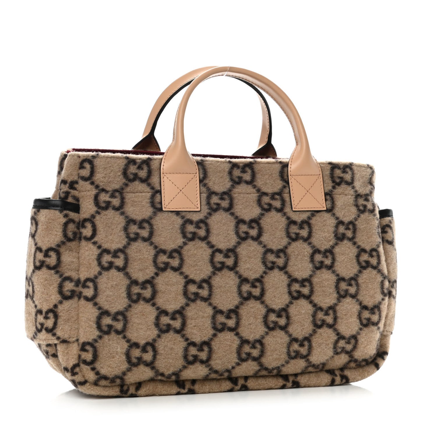 Covered Wool GG Monogram Childrens Tote Beige Ebony