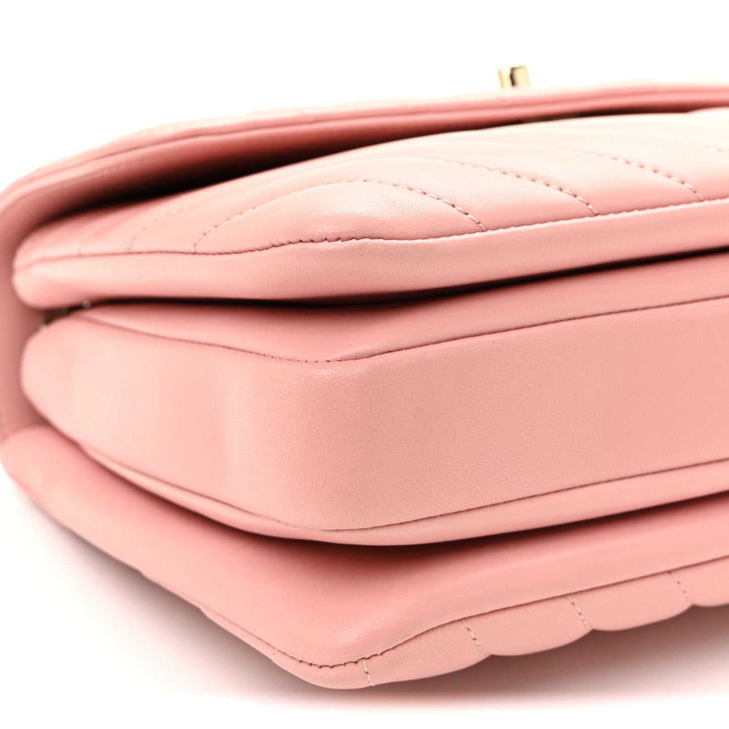 Lambskin Chevron Quilted Small Trendy CC Dual Handle Flap Bag Light Pink