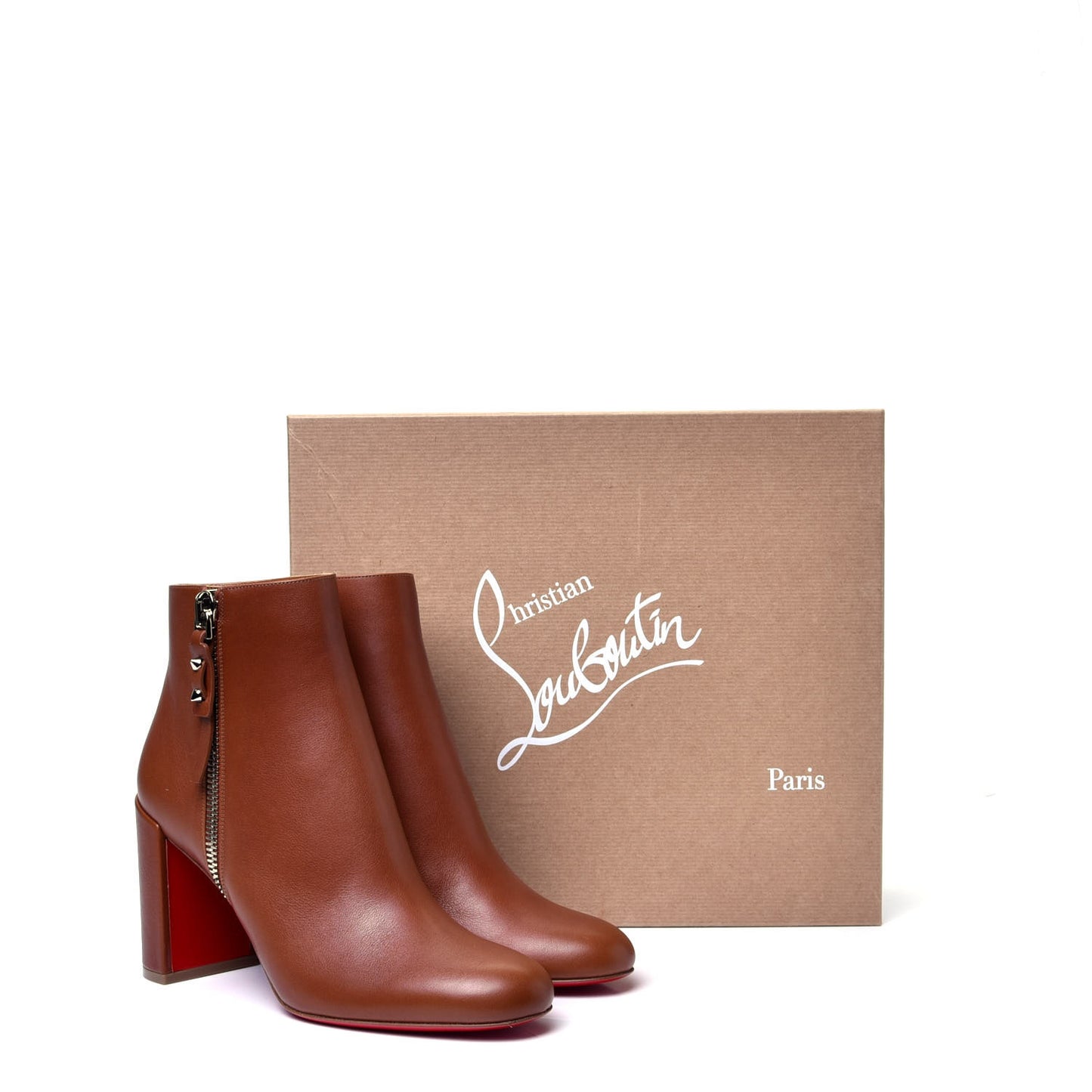 Calfskin Ziptotal 85 Ankle Boots 38.5 Cuoio