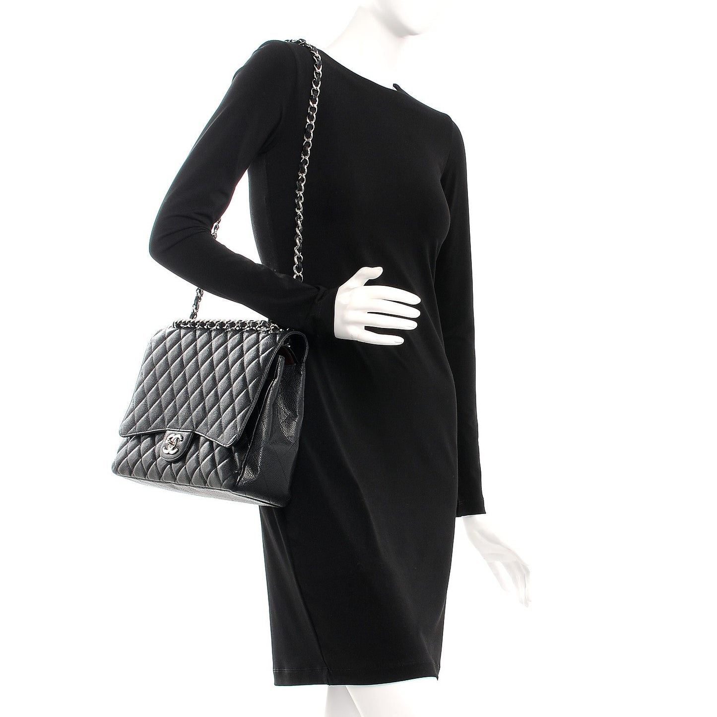 Caviar Quilted Maxi Double Flap Black