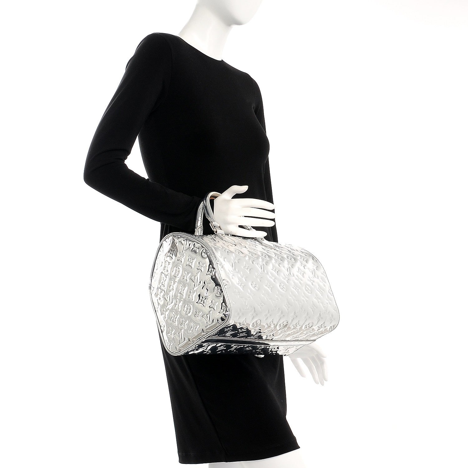 Louis Vuitton Monogram Miroir Speedy 35 Silver 2 of 9