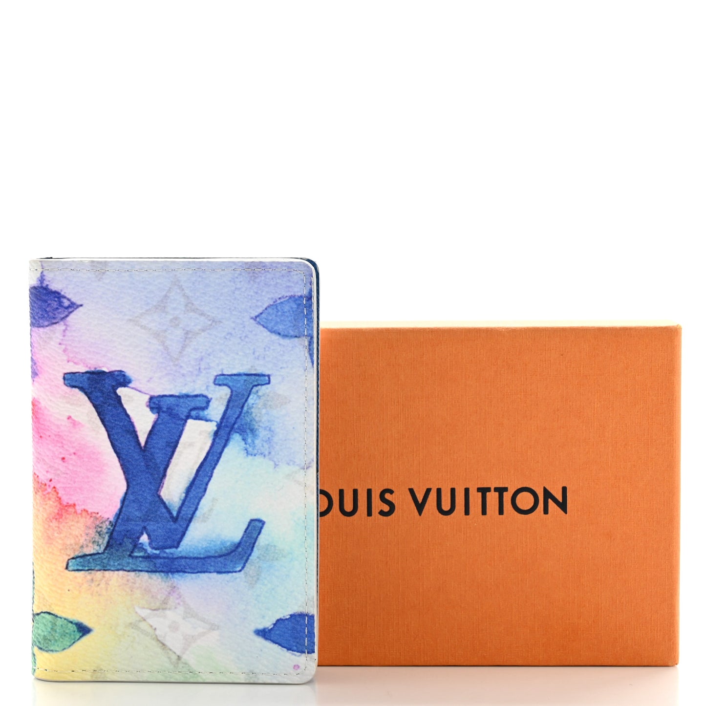 Monogram Watercolor Pocket Organizer NM Multicolor