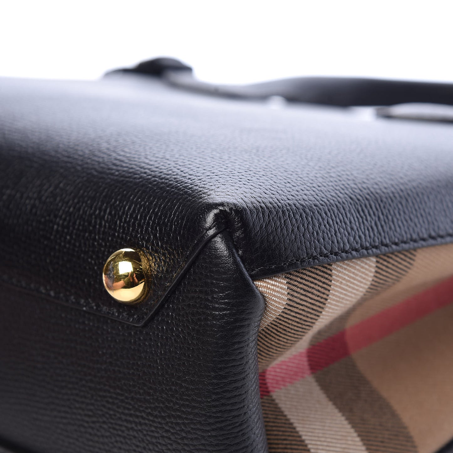Grainy Calfskin House Check Small Banner Tote Black