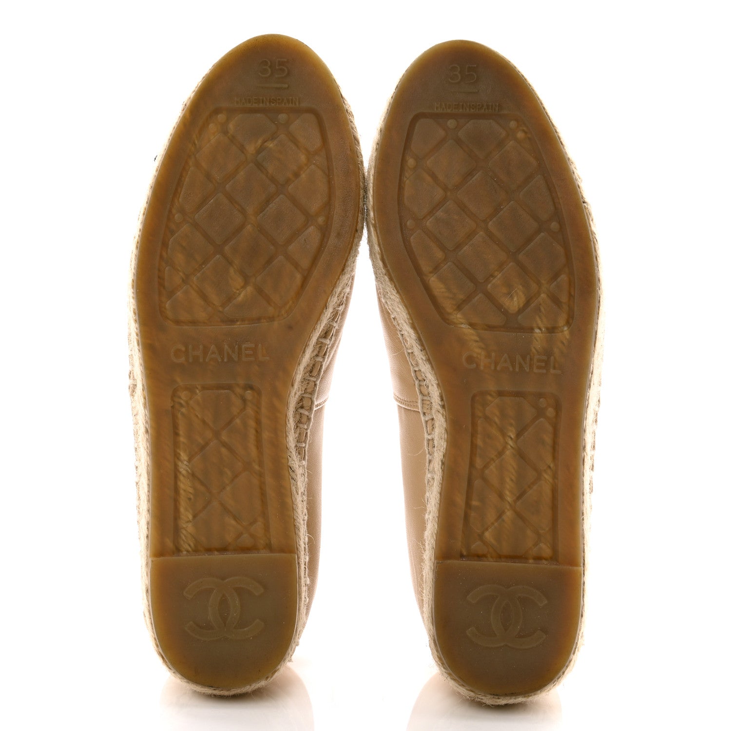 Chanel Lambskin CC Espadrilles 35 Beige Black 5 of 11