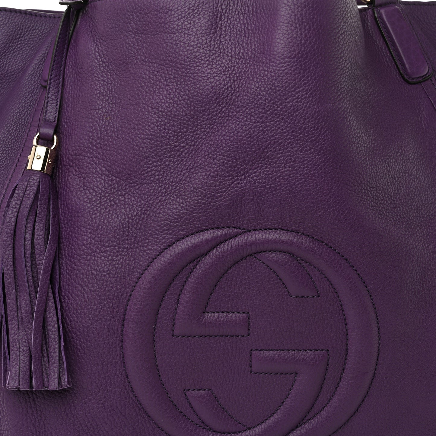 Pebbled Calfskin Large Soho Shoulder Bag Shine Purple