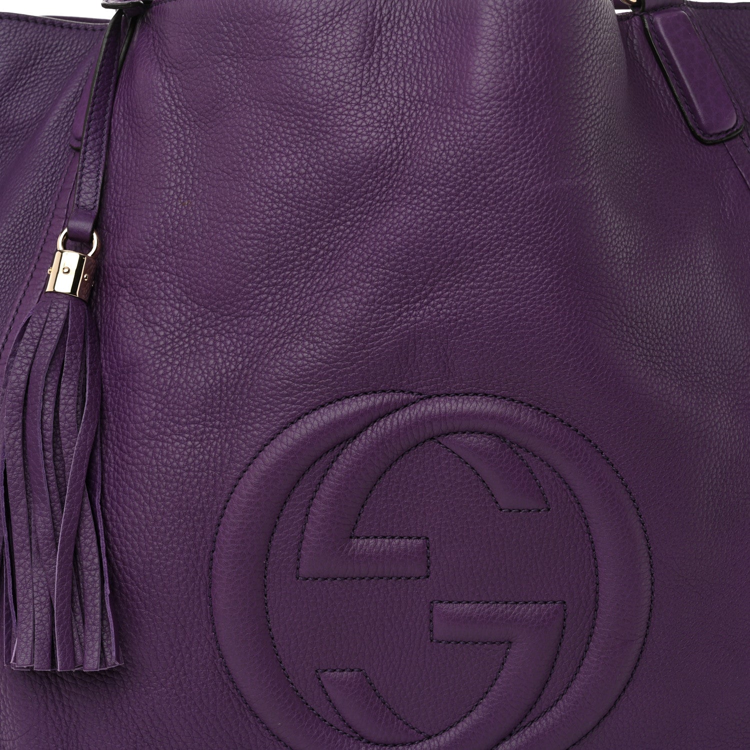 Gucci Pebbled Calfskin Large Soho Shoulder Bag Shine Purple 8 of 12