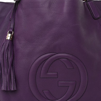 Gucci Pebbled Calfskin Large Soho Shoulder Bag Shine Purple 8 of 12