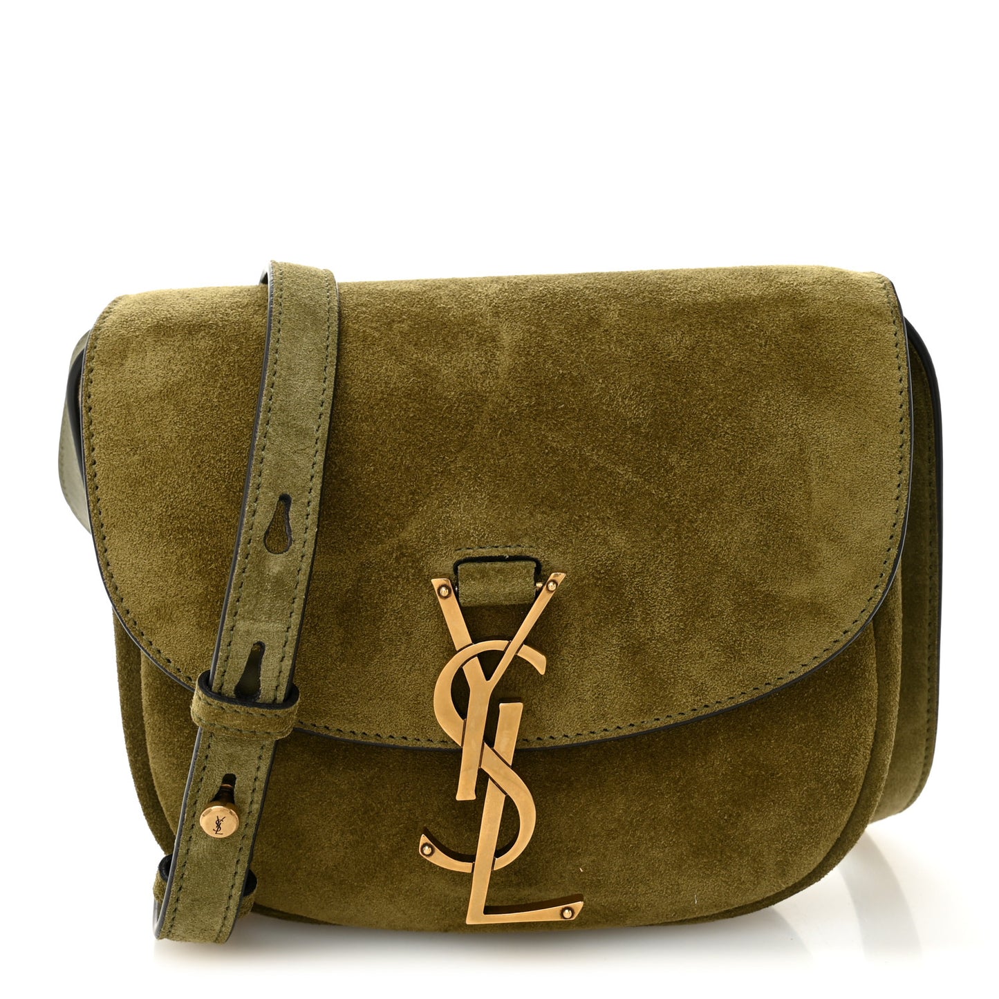 Suede Calfskin Monogram Small Kaia Satchel Olive Green