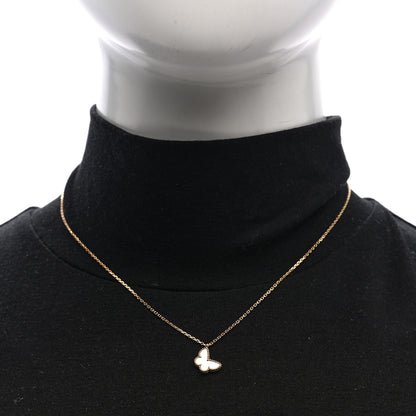 Van Cleef & Arpels 18K Yellow Gold Mother of Pearl Sweet Alhambra Butterfly Pendant Necklace 2 of 5