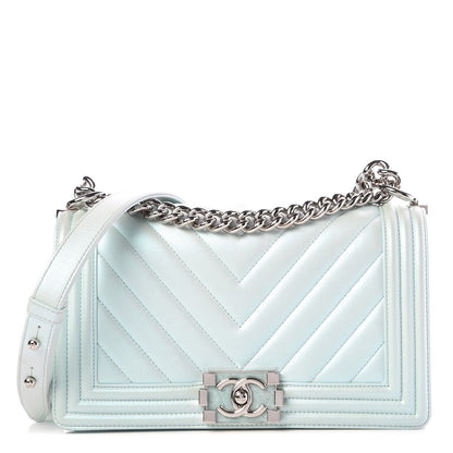 Chanel Iridescent Lambskin Chevron Quilted Medium Boy Flap Turquoise 1 of 10
