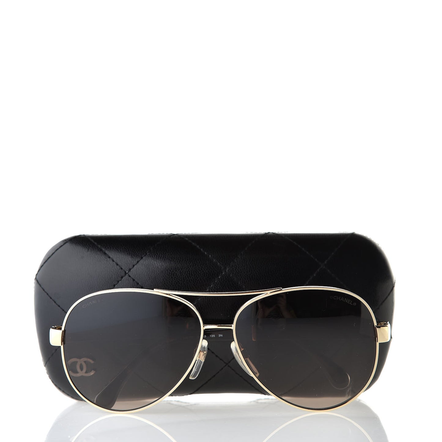 Lambskin Quilted CC Aviator Sunglasses 4195-Q Brown