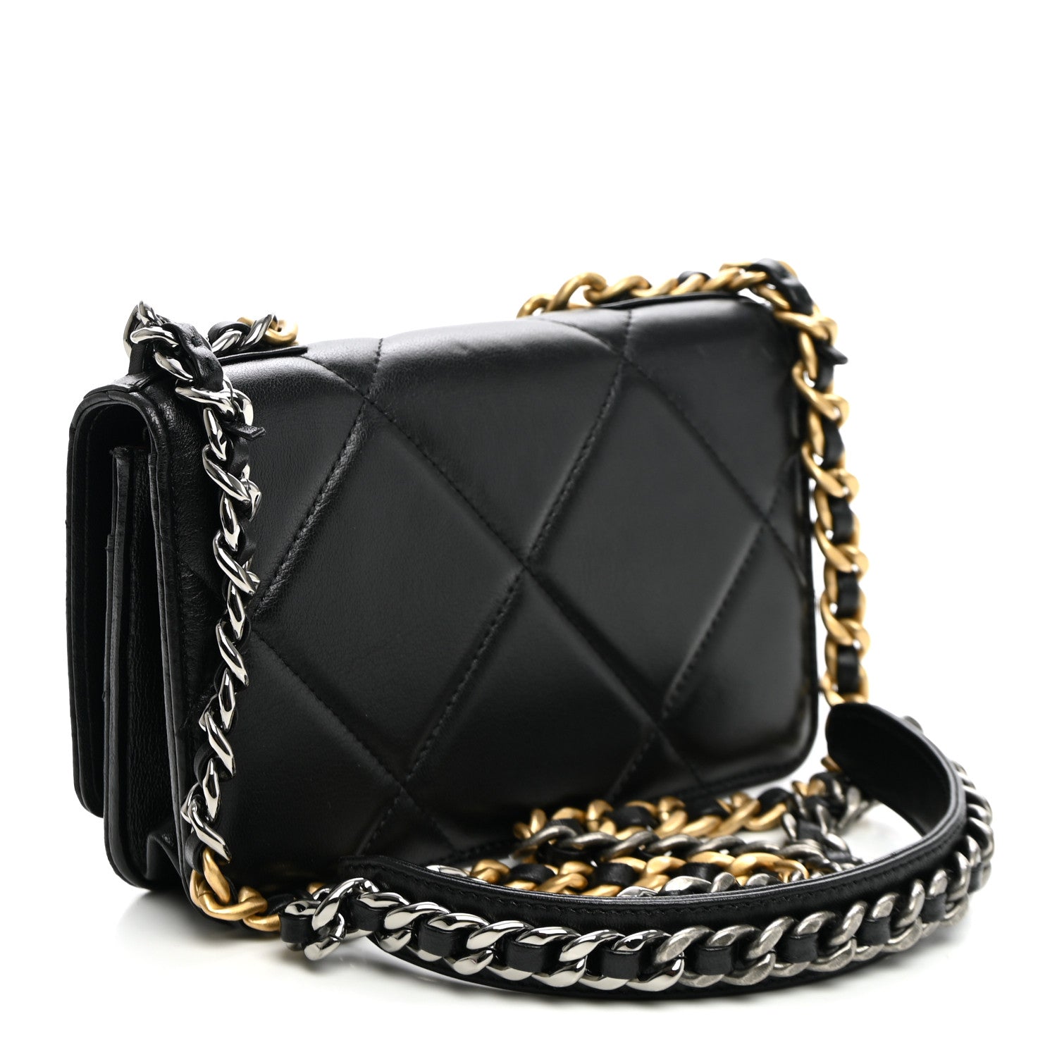 Chanel Lambskin Quilted Chanel 19 Wallet On Chain WOC Black 3 of 12