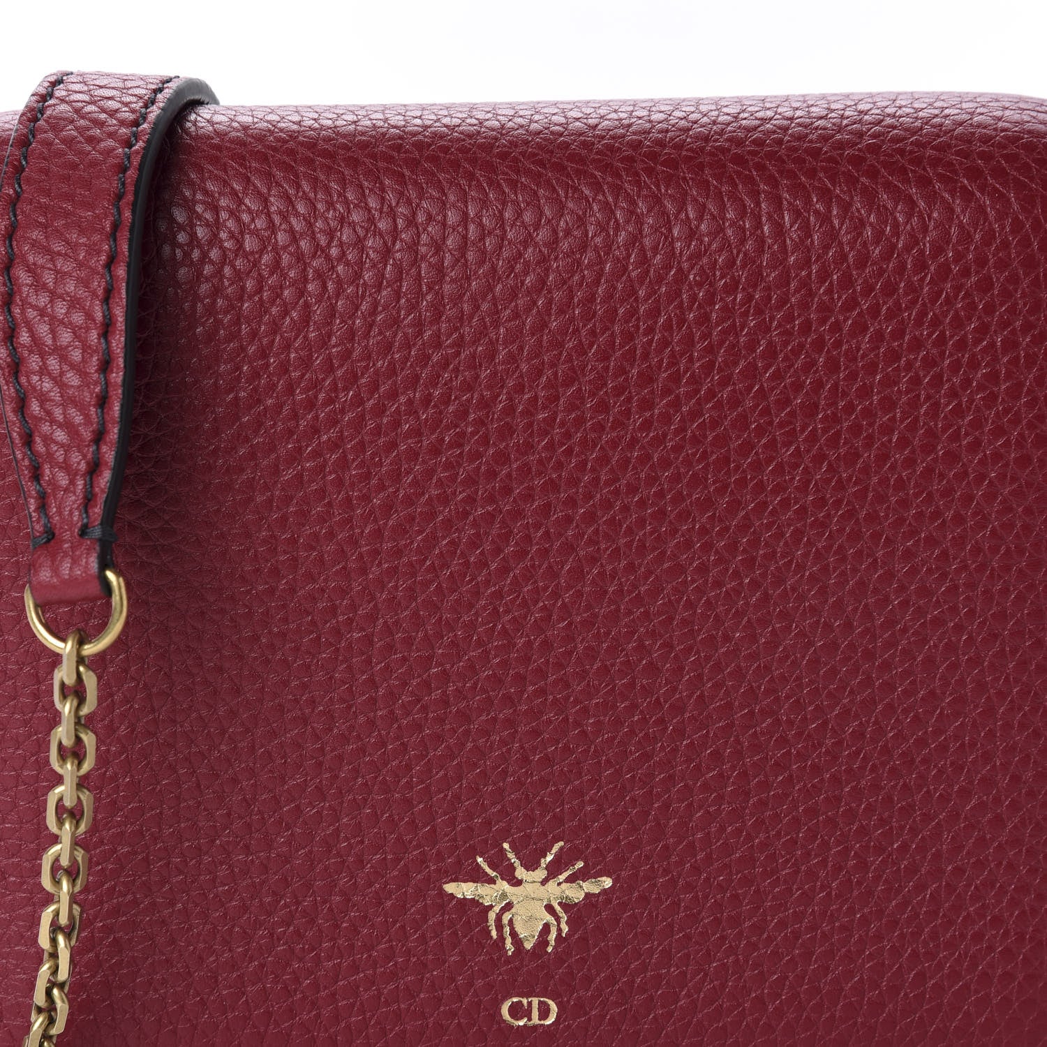 Christian Dior Grained Calfskin D-Bee Crossbody Dark Red 10 of 10
