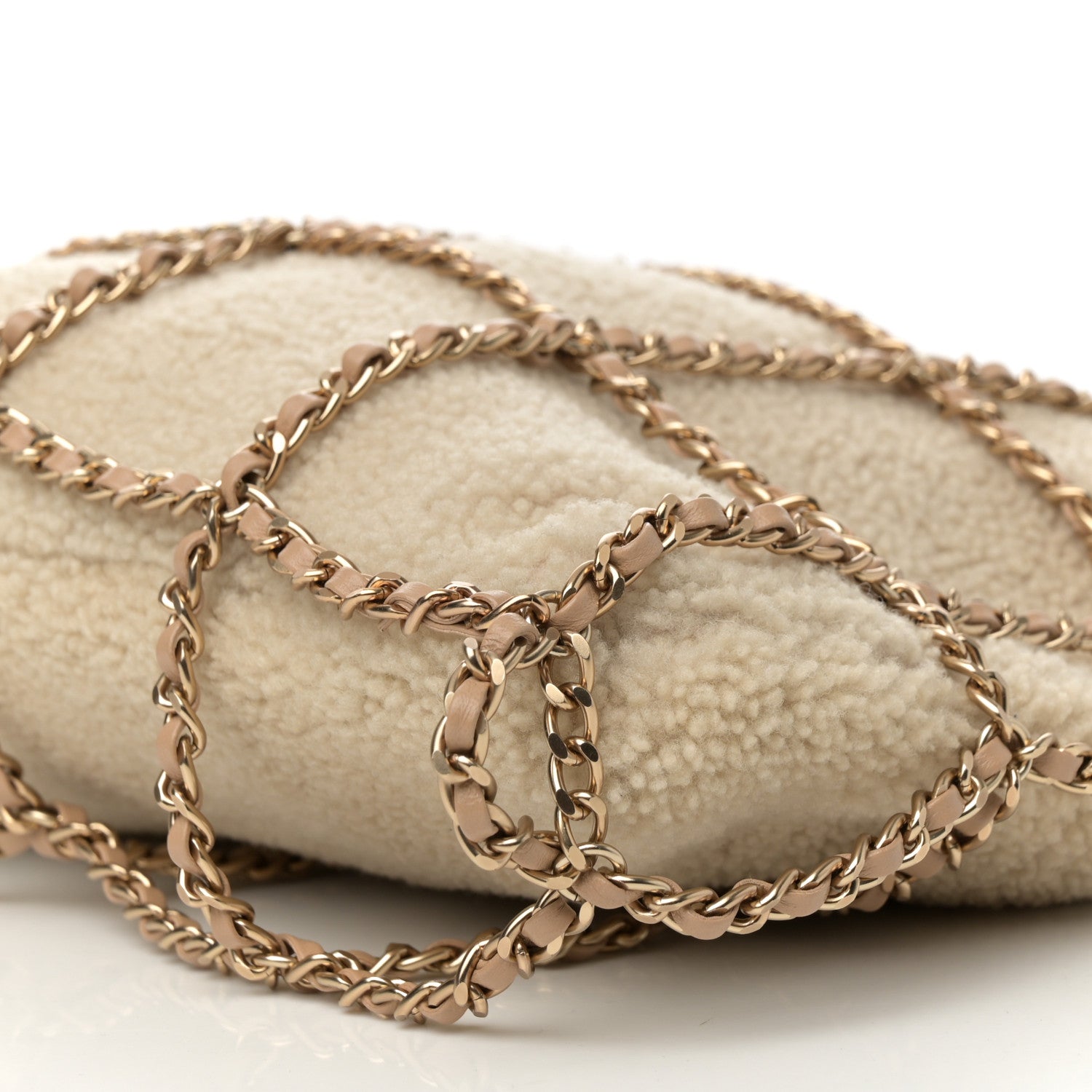 Chanel Shearling Small Shopping Chain Bag Beige 10 of 12