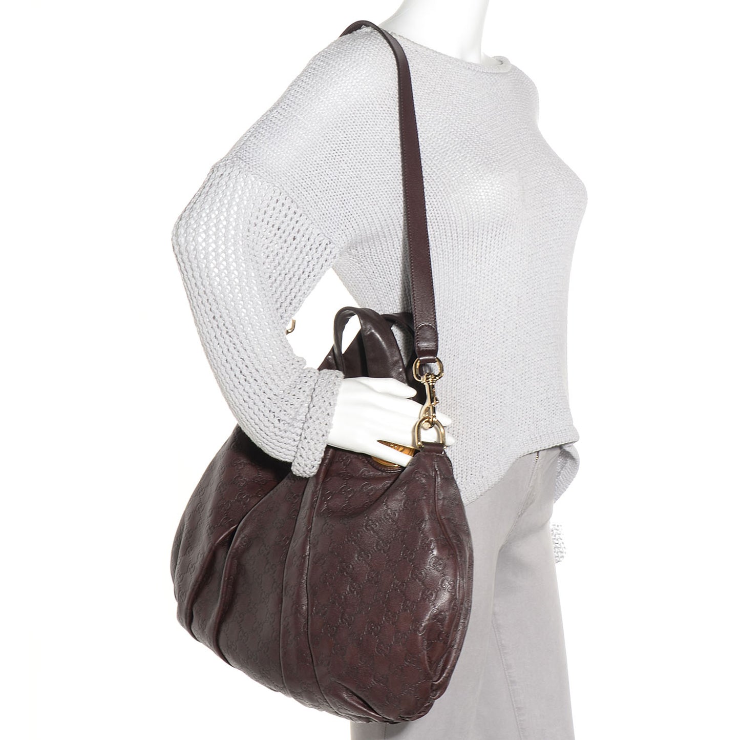Guccissima Medium Hysteria Top Handle Bag Dark Brown