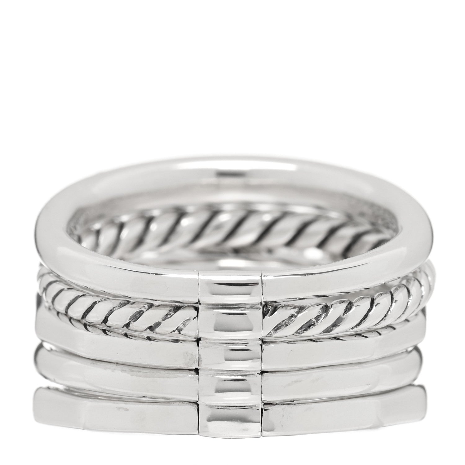 David Yurman Sterling Silver Diamond Hampton Blue Topaz 15mm Stax Five-Row Ring 57 8 3 of 4