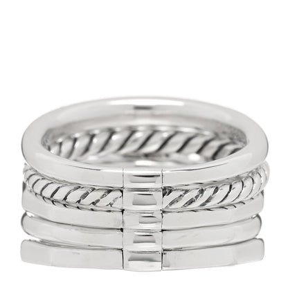 David Yurman Sterling Silver Diamond Hampton Blue Topaz 15mm Stax Five-Row Ring 57 8 3 of 4