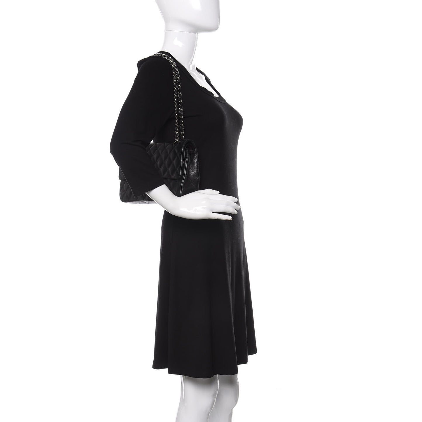 Lambskin Quilted Medium Double Flap Black