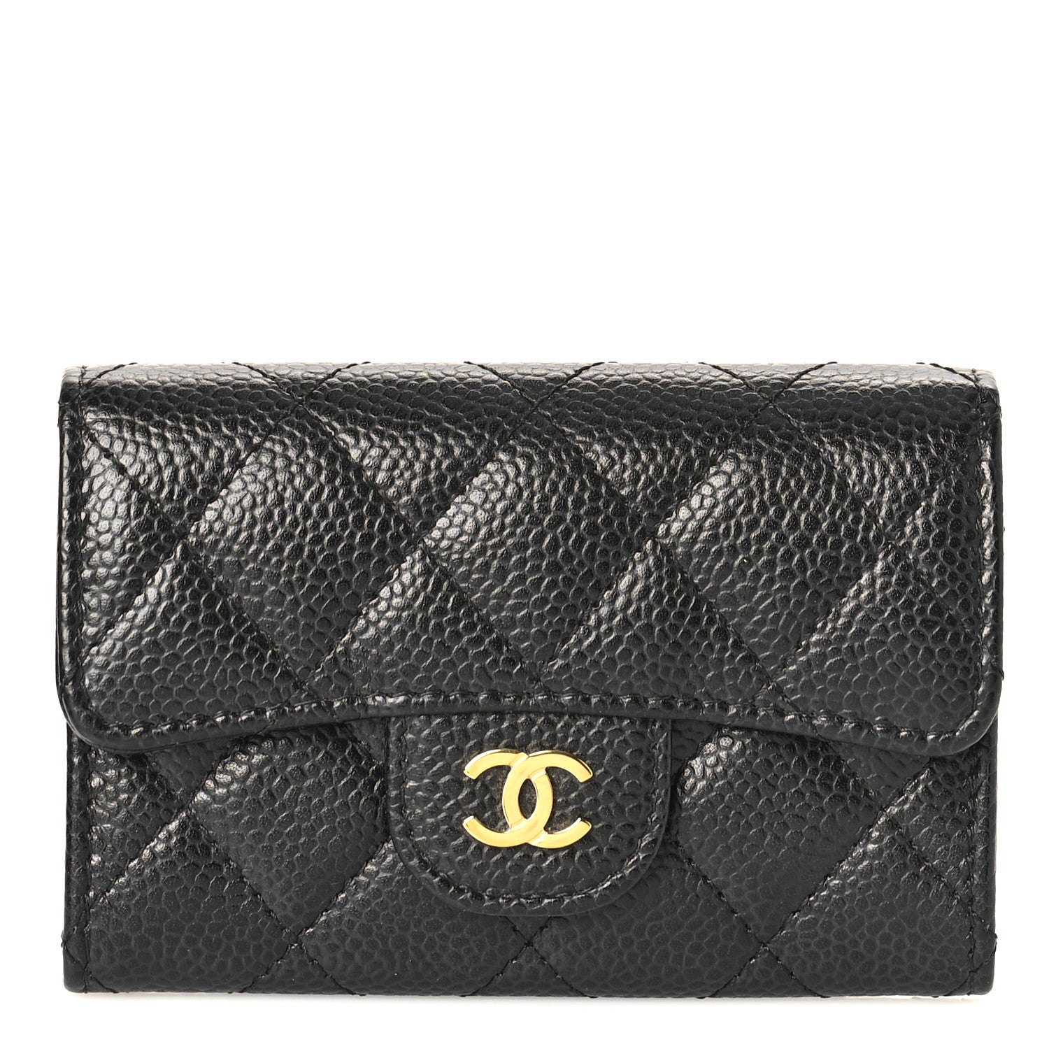 Chanel Caviar Quilted Flap Card Holder Wallet Black 1 of 11