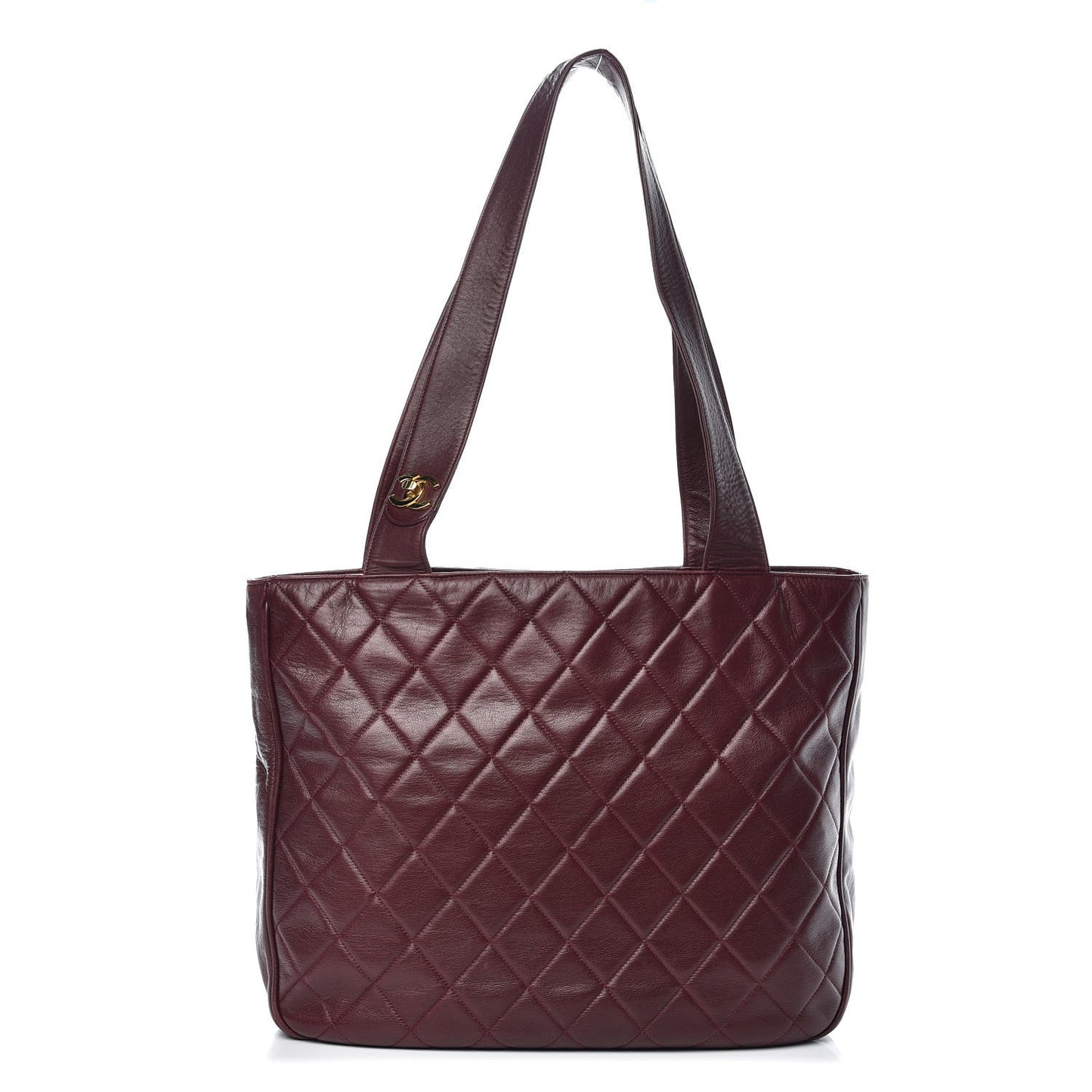 Lambskin Quilted Tote Burgundy