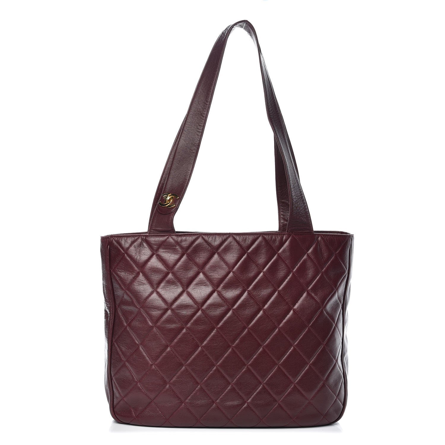 Chanel Lambskin Quilted Tote Burgundy 1 of 9