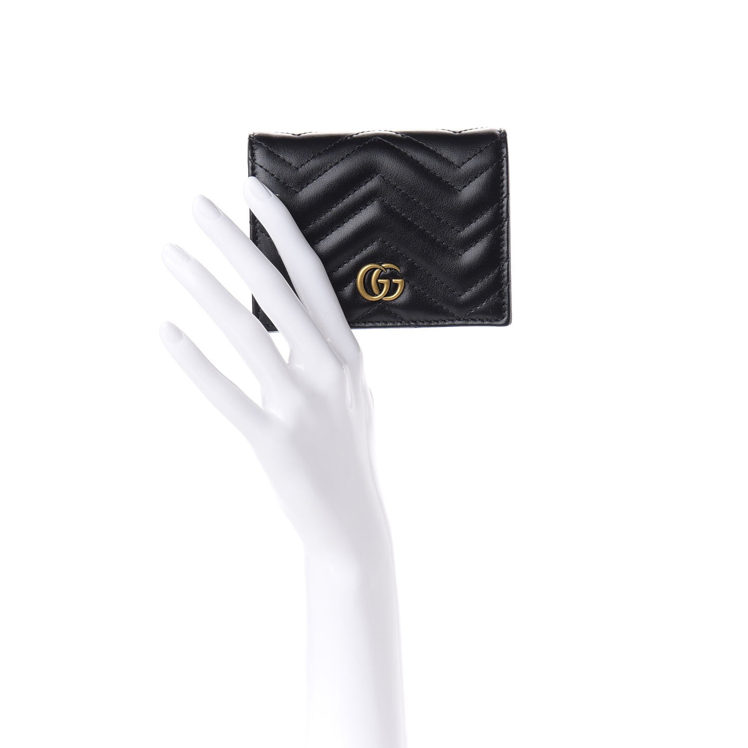 Gucci Calfskin Matelasse GG Marmont Card Case Wallet Black 2 of 7
