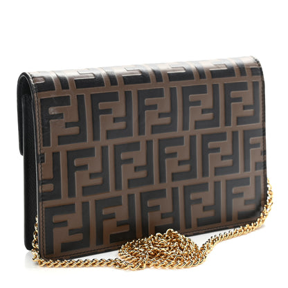 Fendi Vitello Cruise F is Fendi Bi-Color FF 1974 Embossed Medium Envelope Wallet On Chain Black Maya 3 of 14