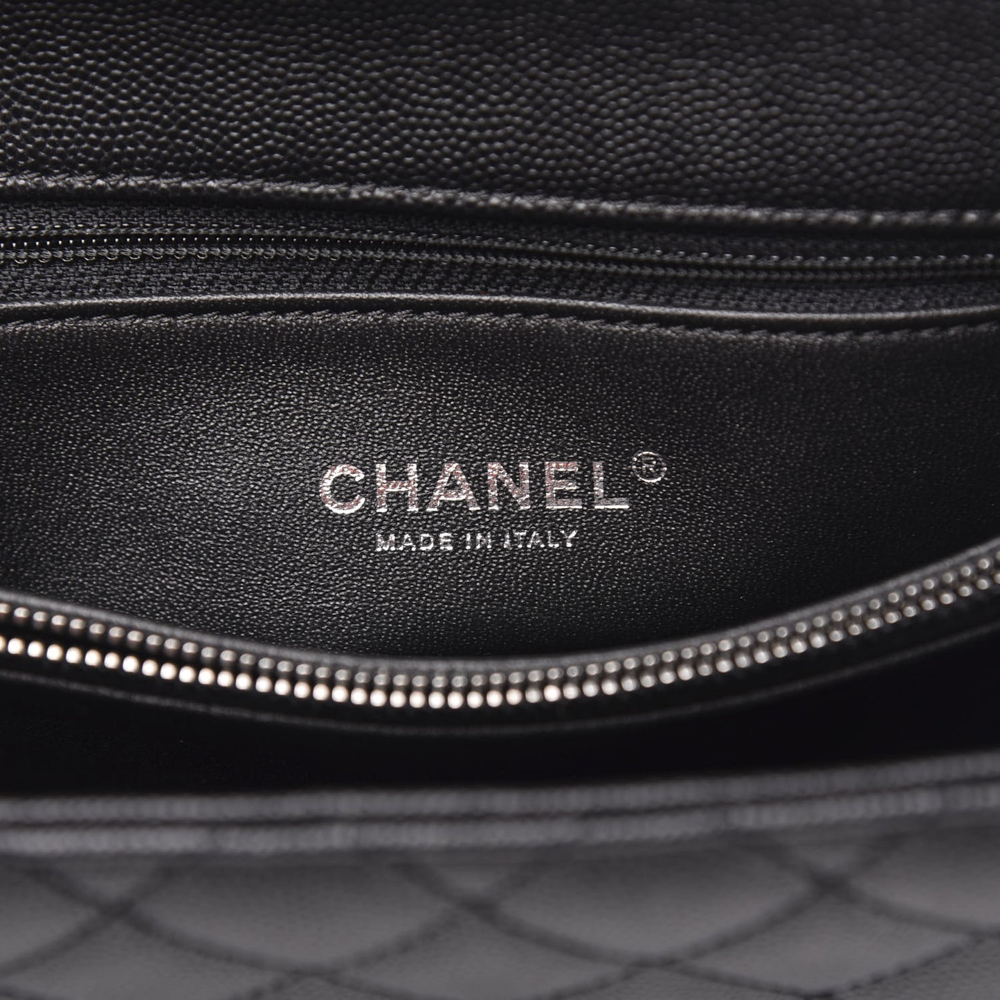 Caviar Lizard Quilted Large Coco Handle Flap Black