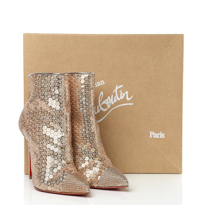 Christian Louboutin Glitter Diams Paillettes Gipsybootie 100 Ankle Boots 38 Nude 8 of 8